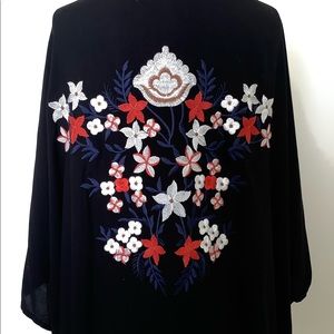 Embroidered Black Kimono Shawl